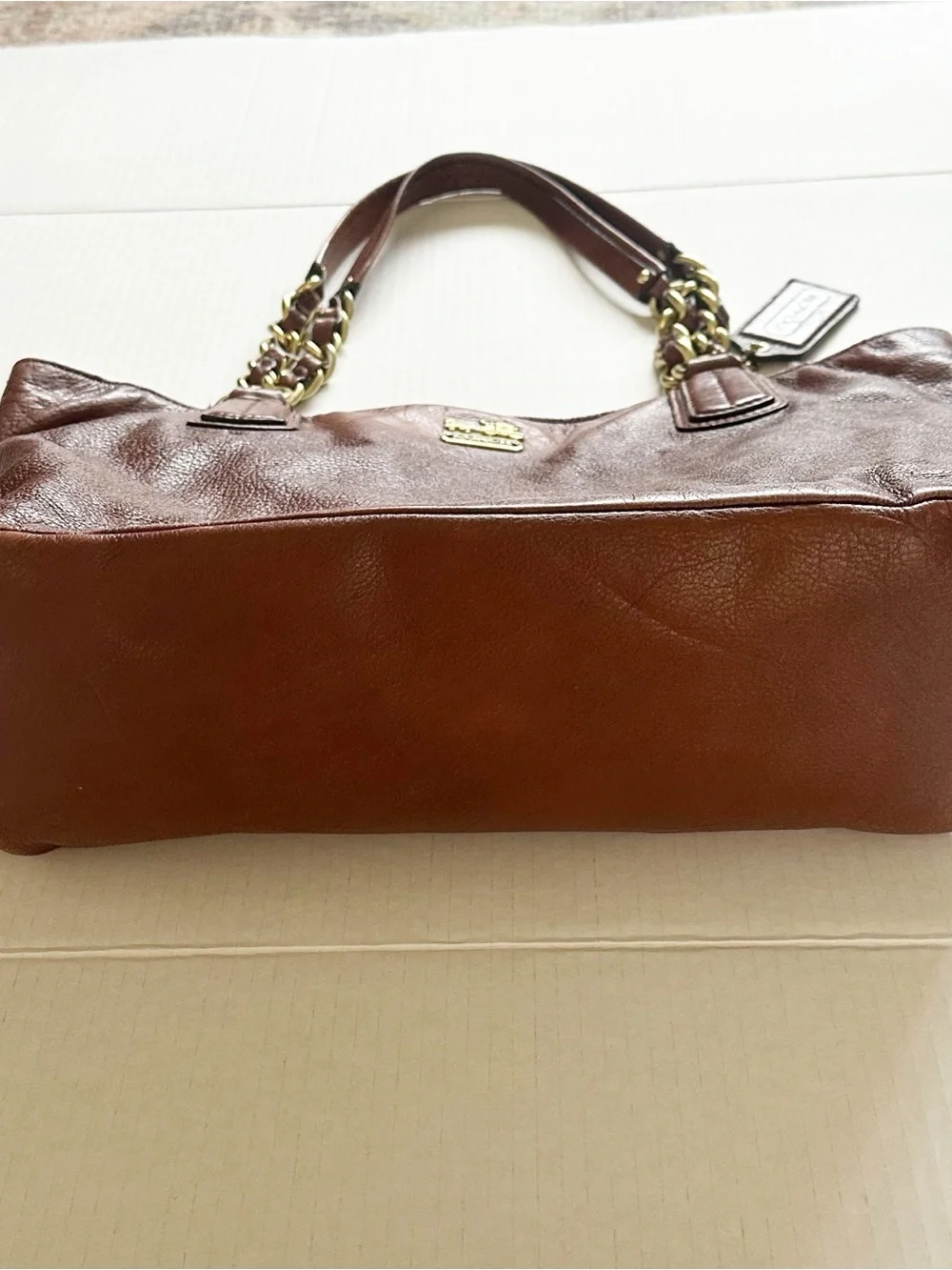 Coach Madison 20466 Soft Camel Brown Color Leather Handbag Tote